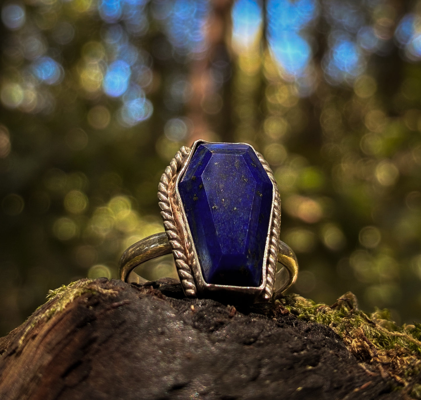 Lapis Lazuli Shield Ring - Size 7.75