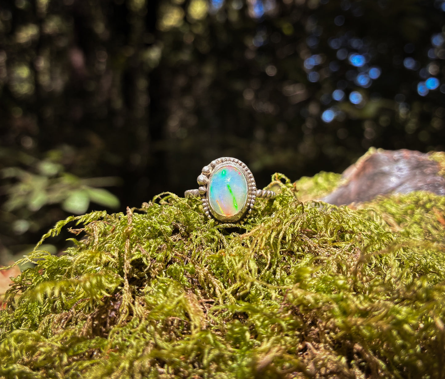 Ethiopian Opal Sterling Silver Ring - Size 9.25