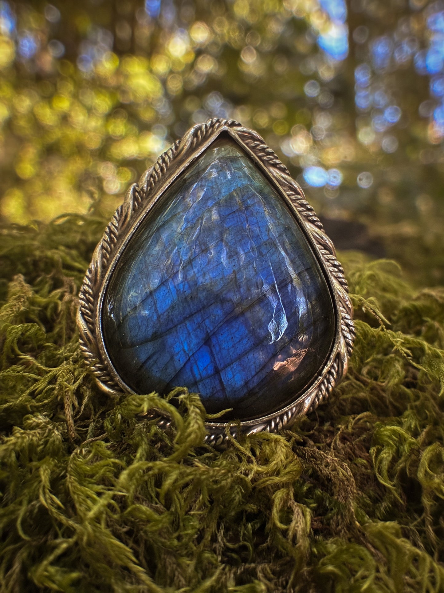 Twilight Teardrop Labradorite Ring Size 8