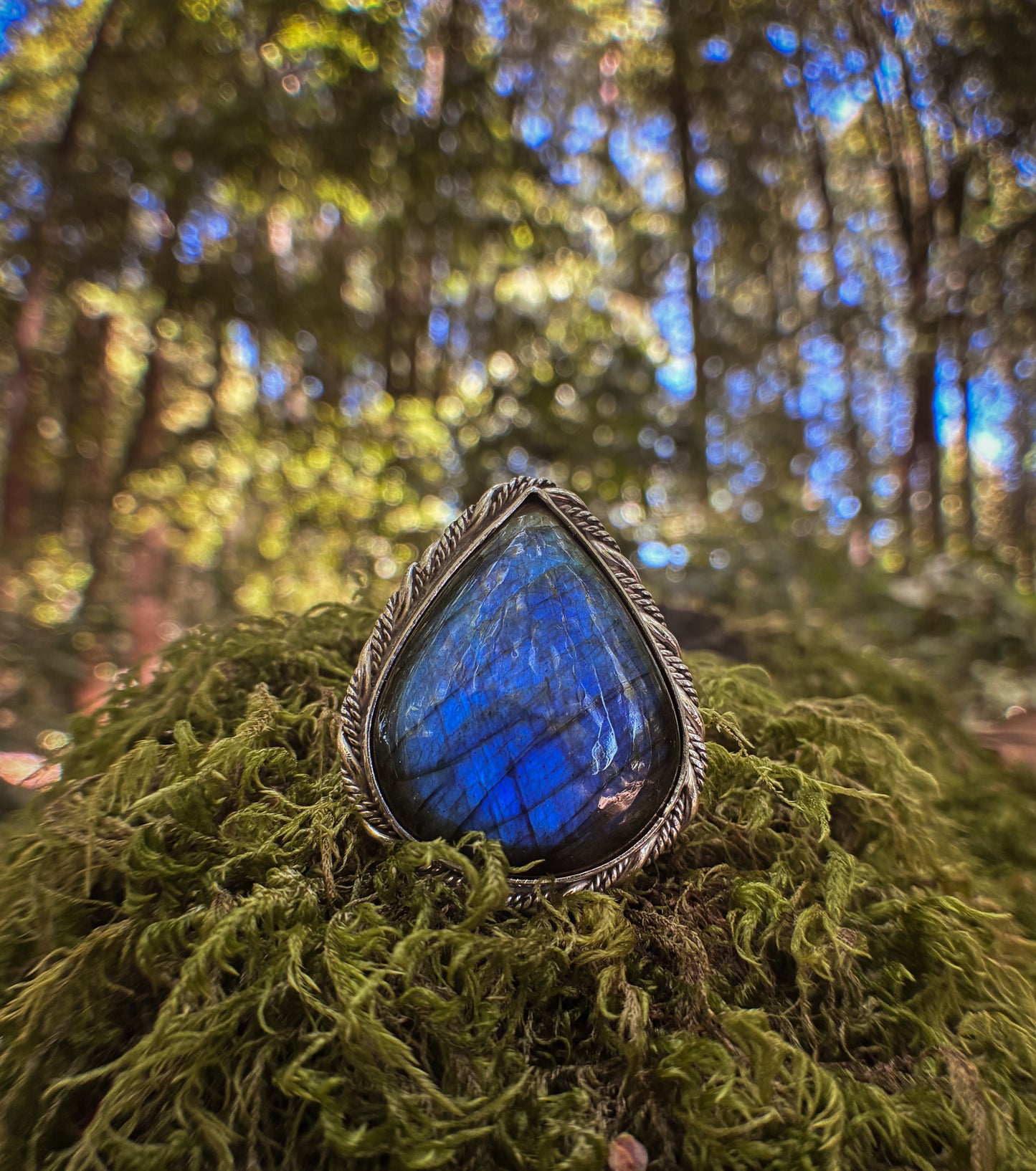 Twilight Teardrop Labradorite Ring Size 8