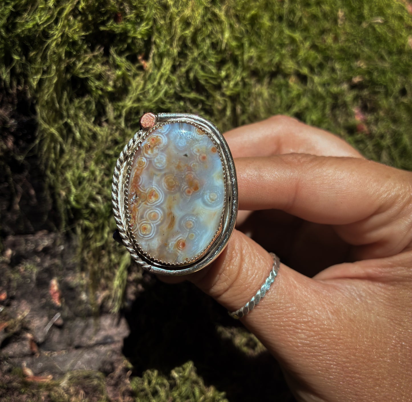Sterling Silver Ocean Jasper Ring - Size 9.25