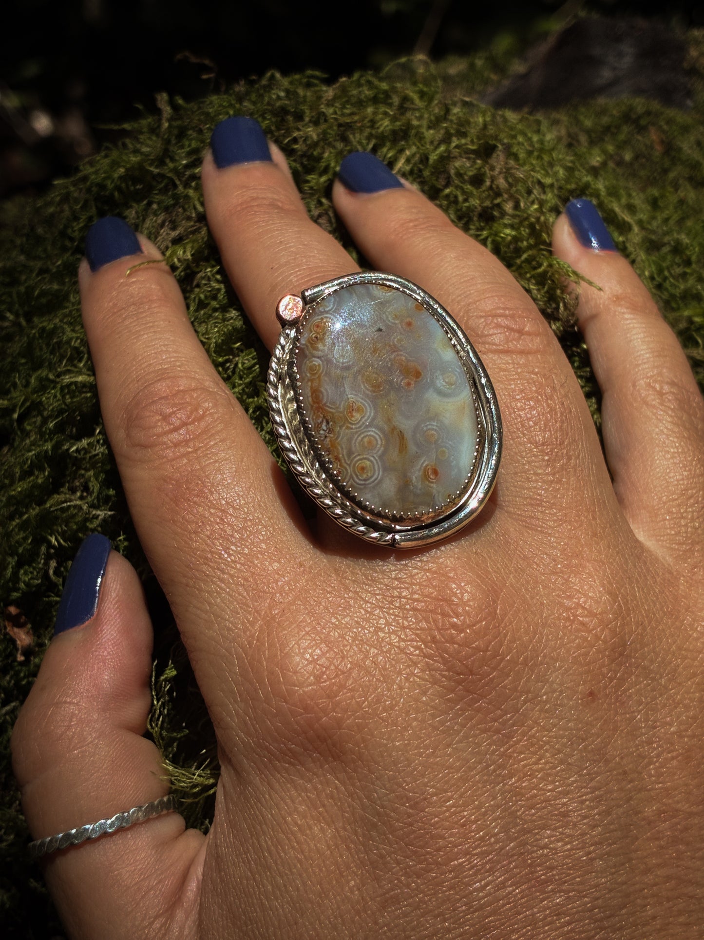 Sterling Silver Ocean Jasper Ring - Size 9.25