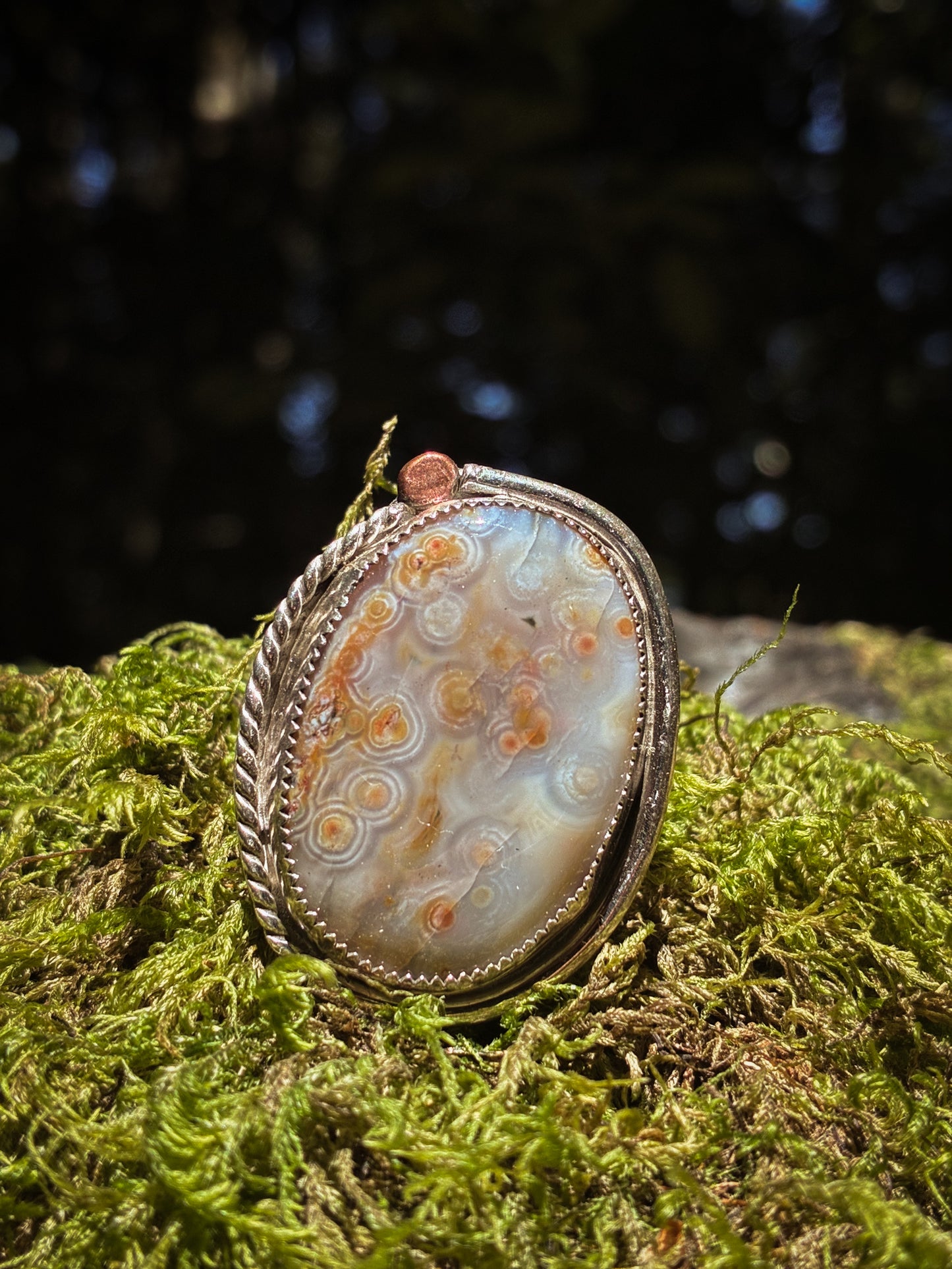 Sterling Silver Ocean Jasper Ring - Size 9.25