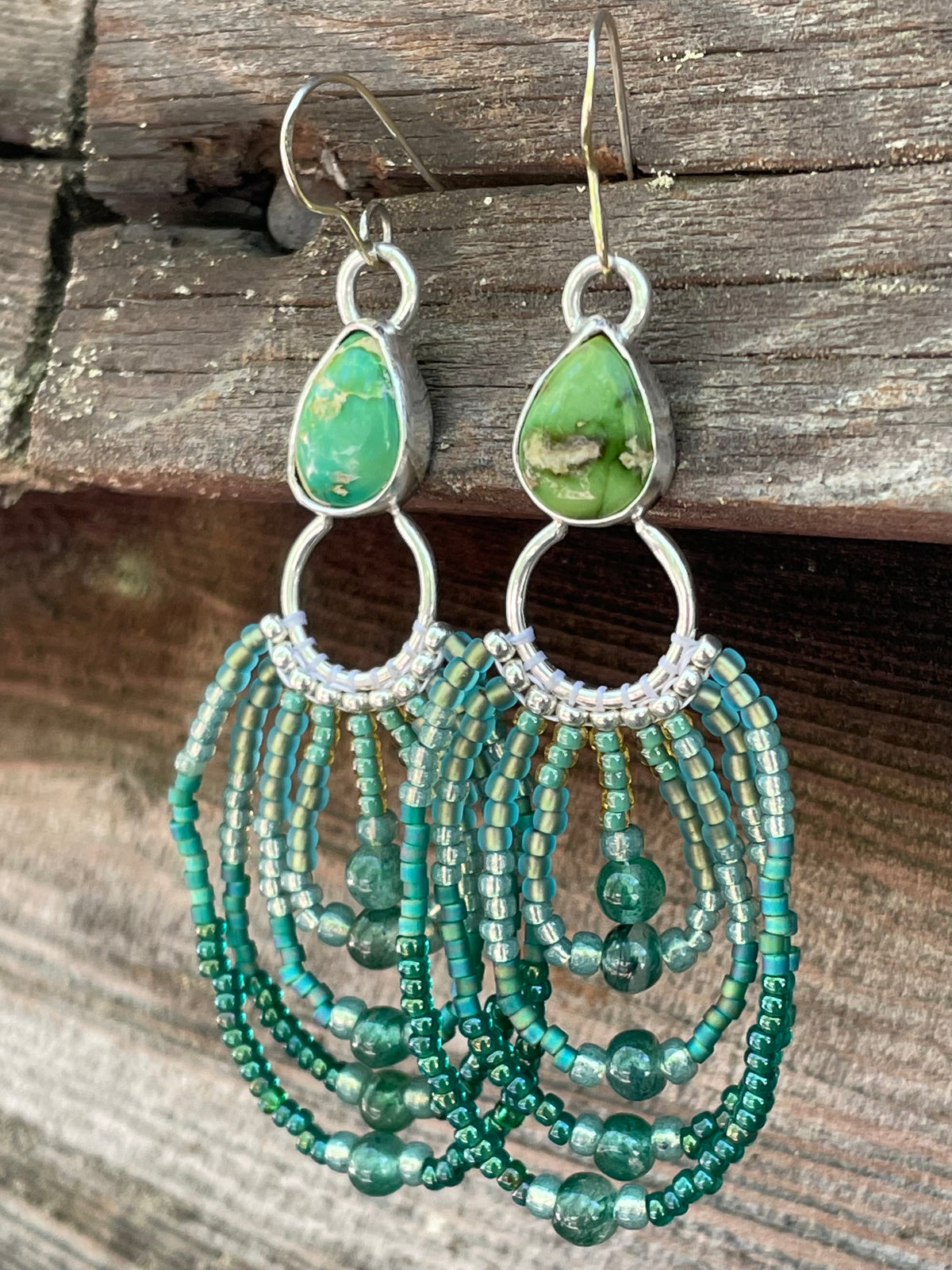Turquoise Sterling Silver Beaded Statement Earrings