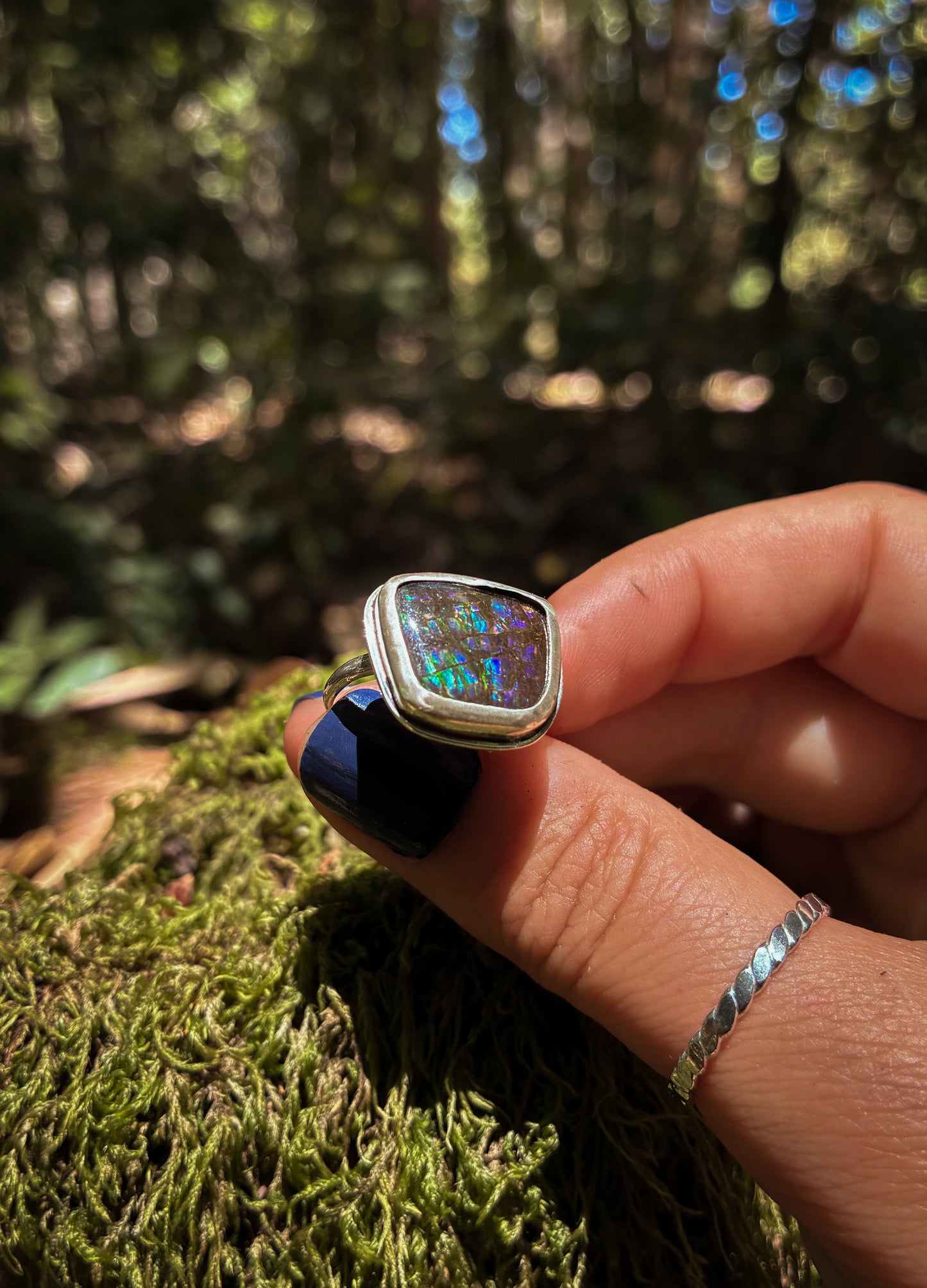 Boulder Opal Matrix Ring - Size 8.75