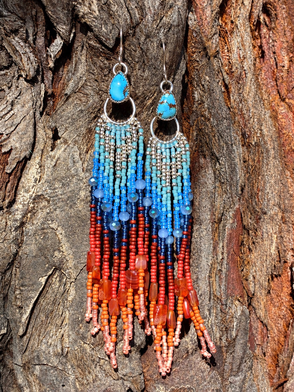 Fire & Ice Golden Hills Turquoise Sterling Silver Beaded Statement Earrings