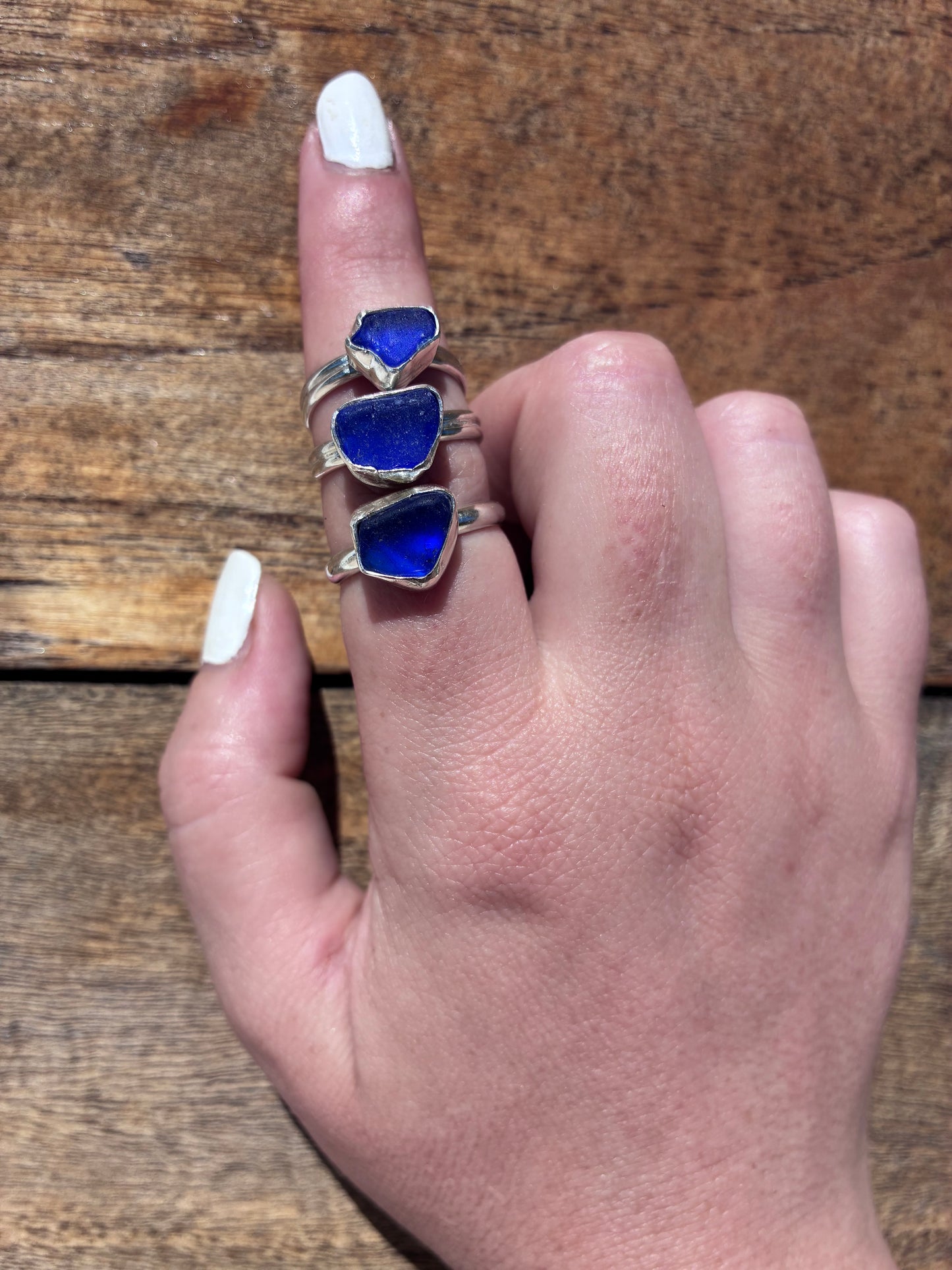 Mendocino Sea Glass Ring – Cobalt Blue Sterling Silver Ring