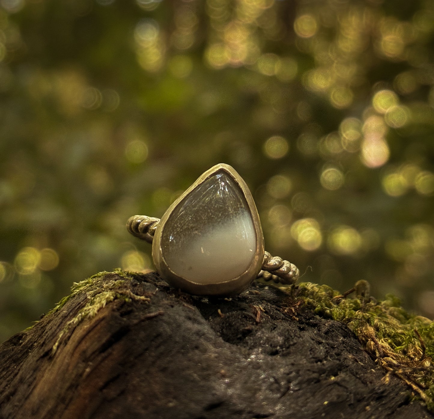 Moon Glow Chalcedony Ring - Size 6.5