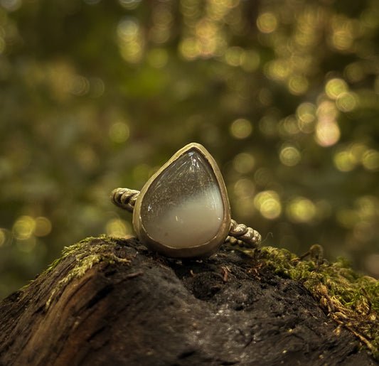 Moon Glow Chalcedony Ring - Size 6.5