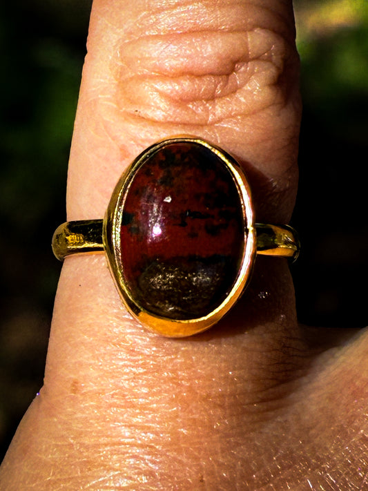 Ocean Red Jasper Gold-Filled Ring – Size 5.5