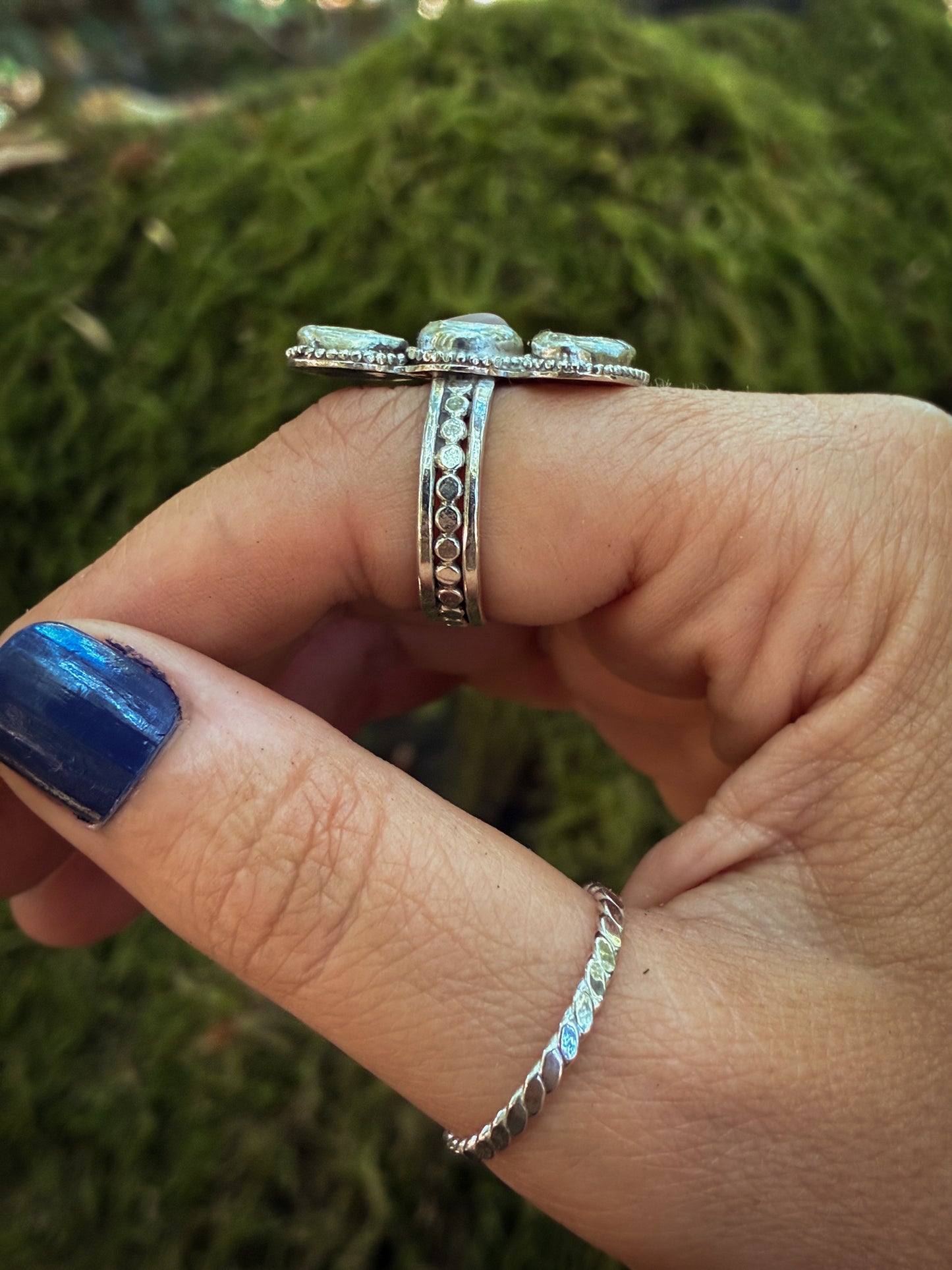 Rose Mist Sea Glass Ring - Size 8.5