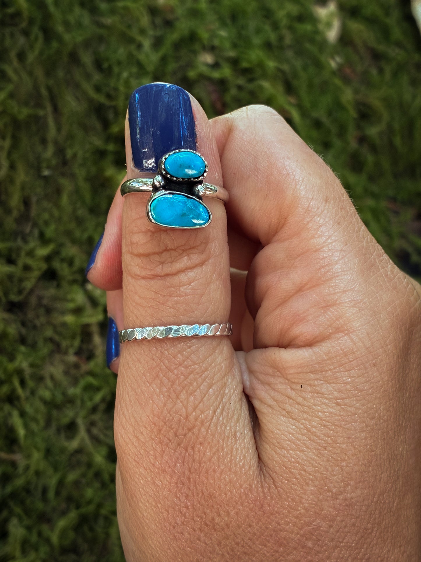 Double Turquoise Stacked Ring – Size 6.75