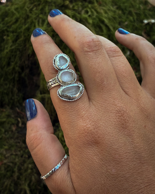 Rose Mist Sea Glass Ring - Size 8.5