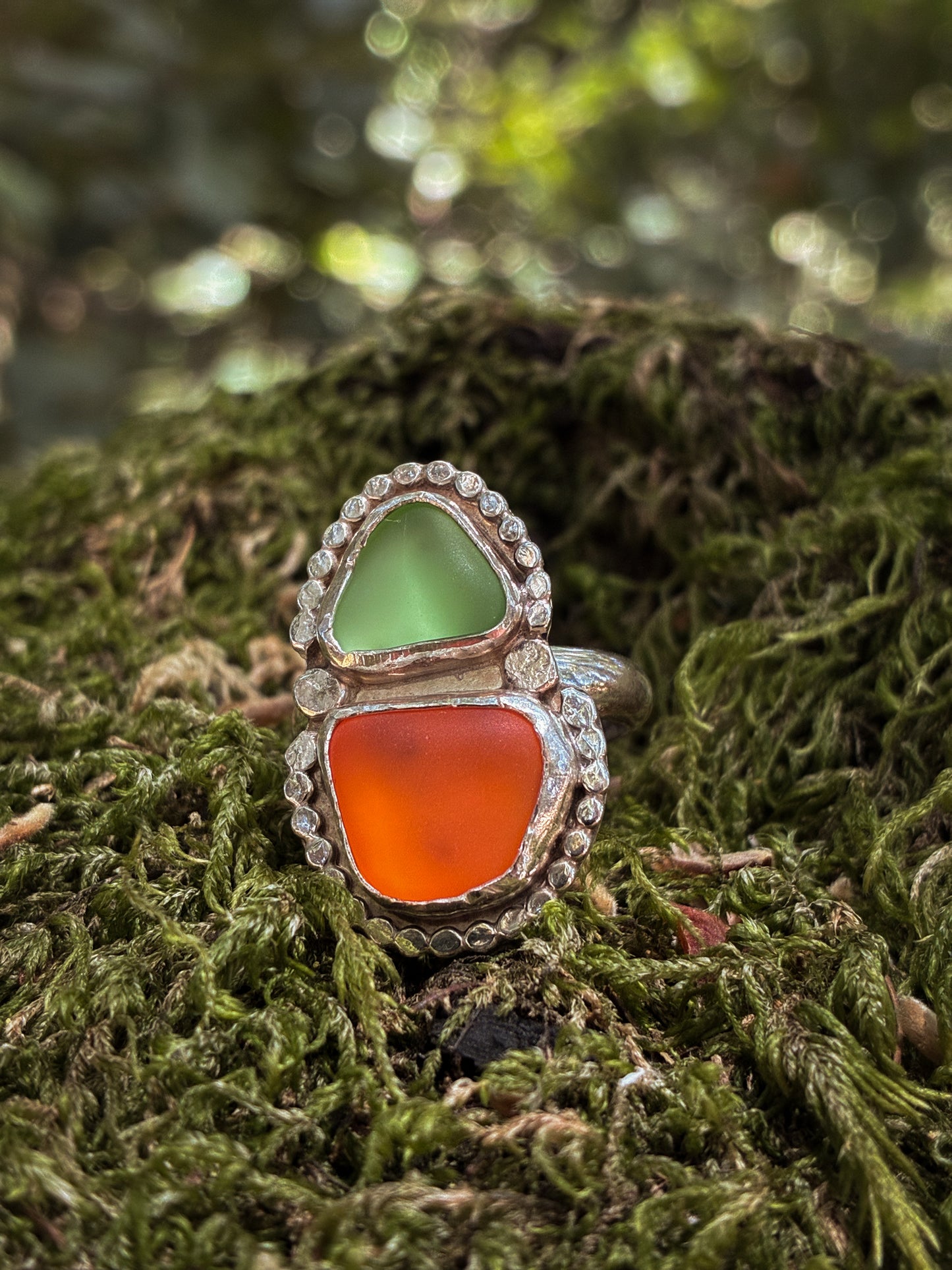 Harvest Glow Pumpkin Sea Glass Ring