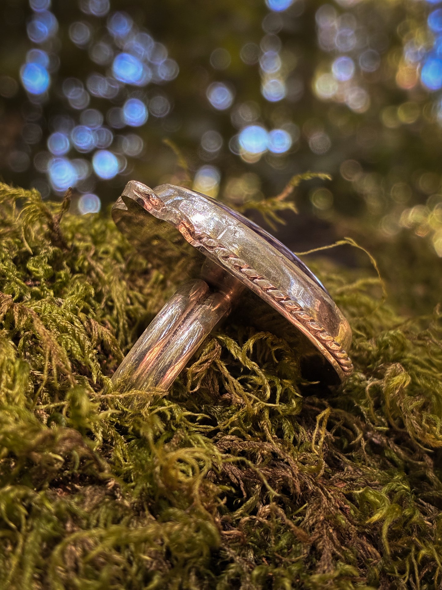 Soothing Lepidolite Moon Ring - Size 7.75