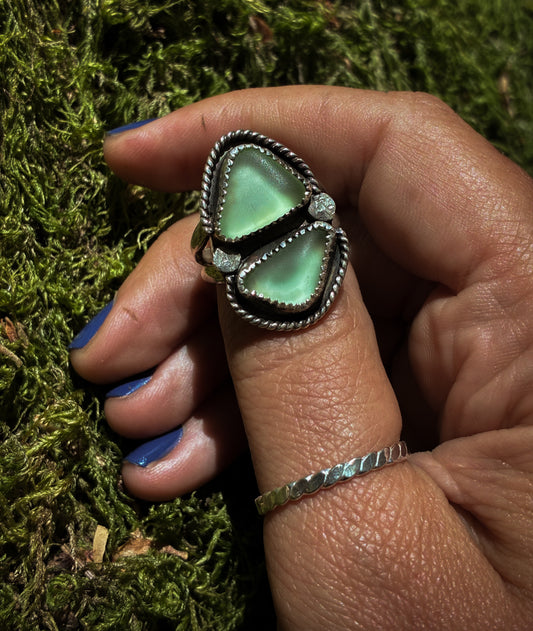 Verdant Sea Glass Ring - Size 7.25