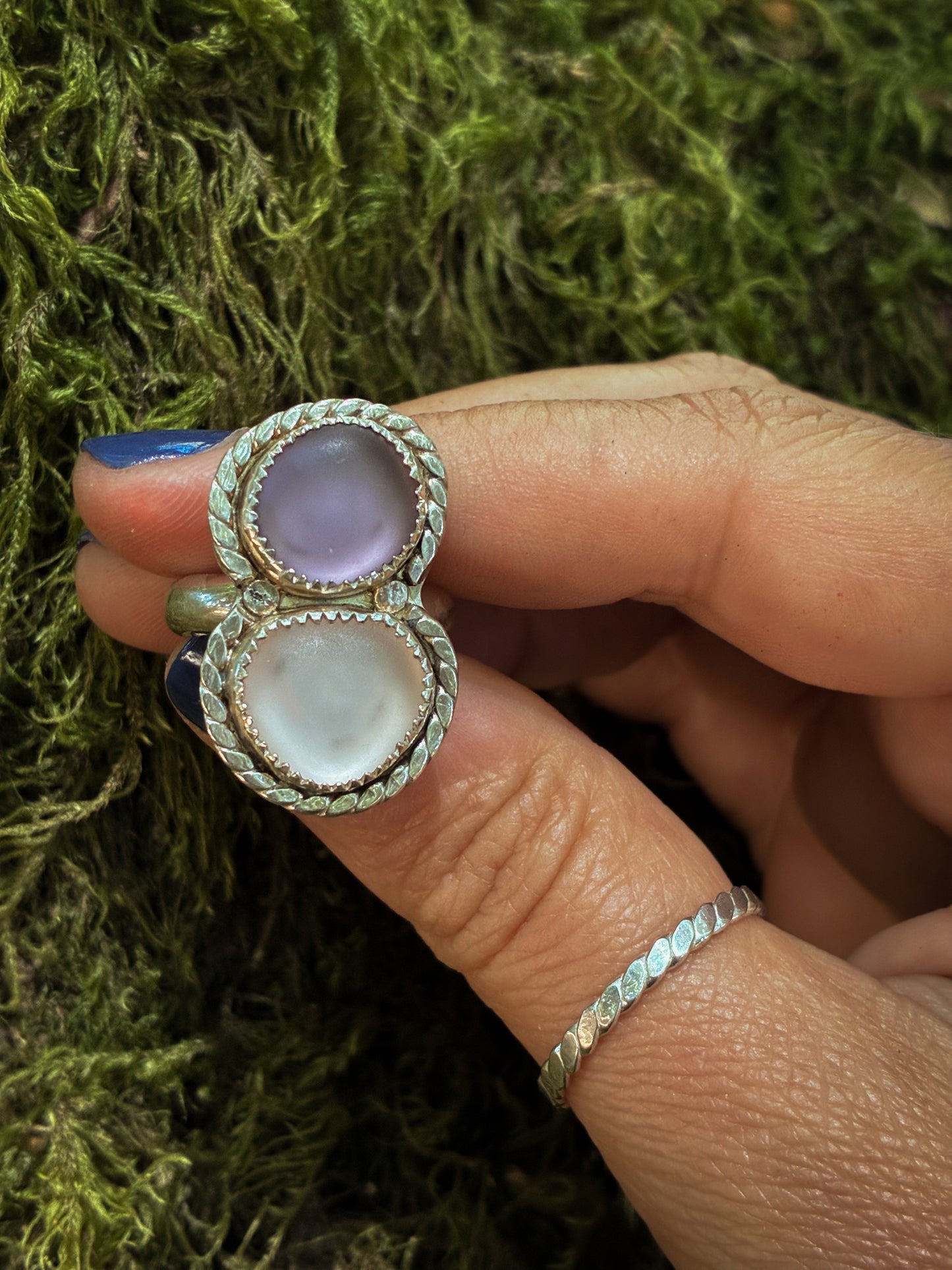 Dual Spirit Sea Glass Ring - Size 6.5