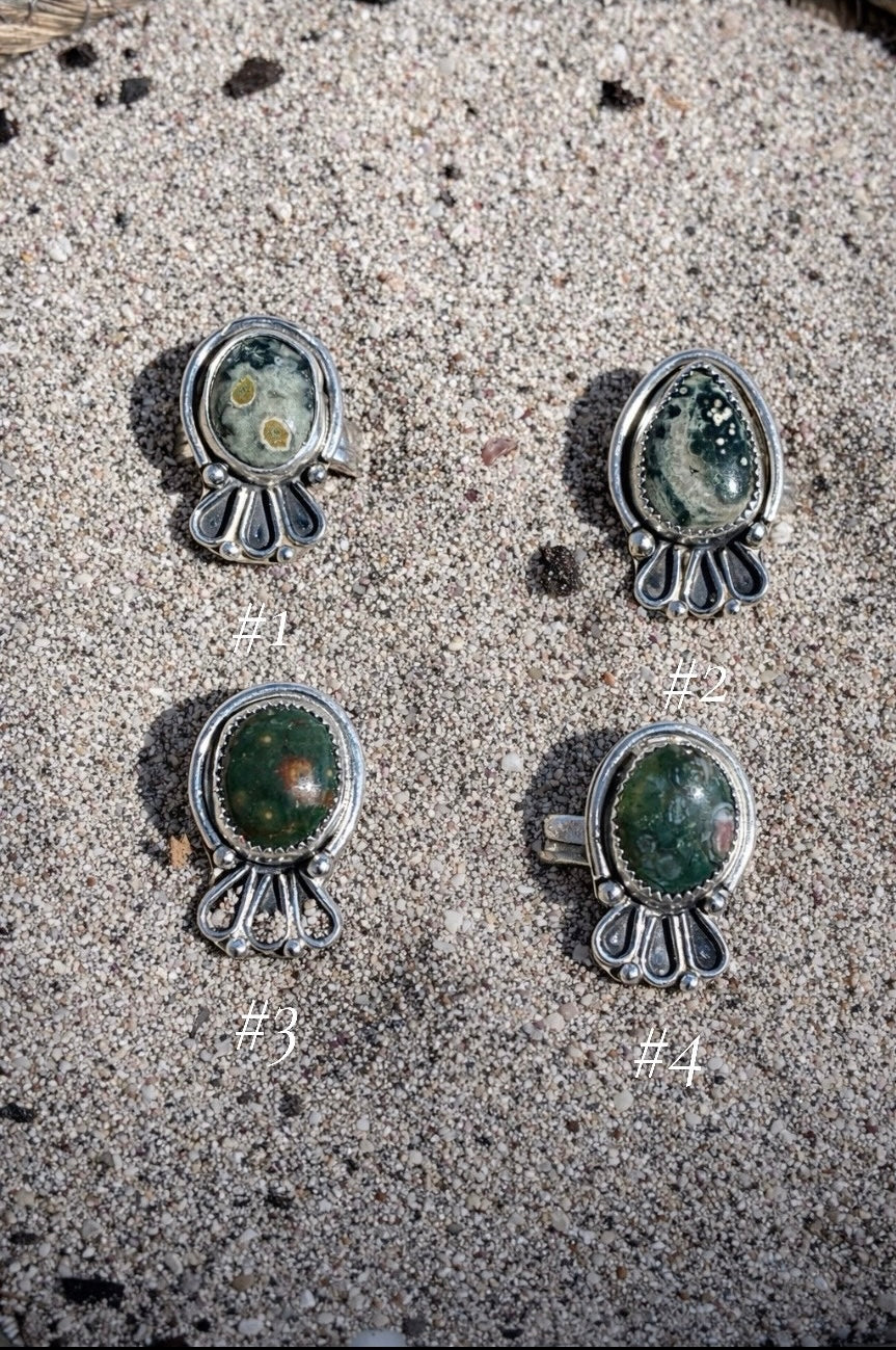 Handmade Sterling Silver Ocean Jasper Statement Ring