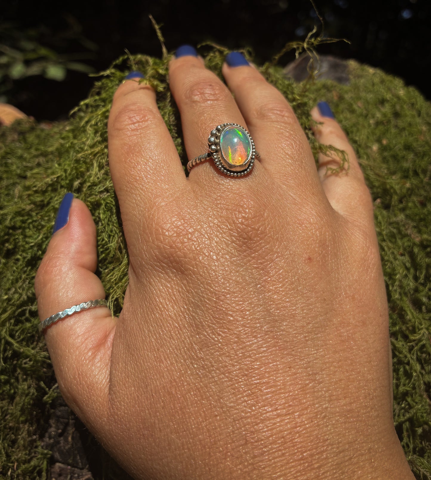 Ethiopian Opal Sterling Silver Ring - Size 9.25