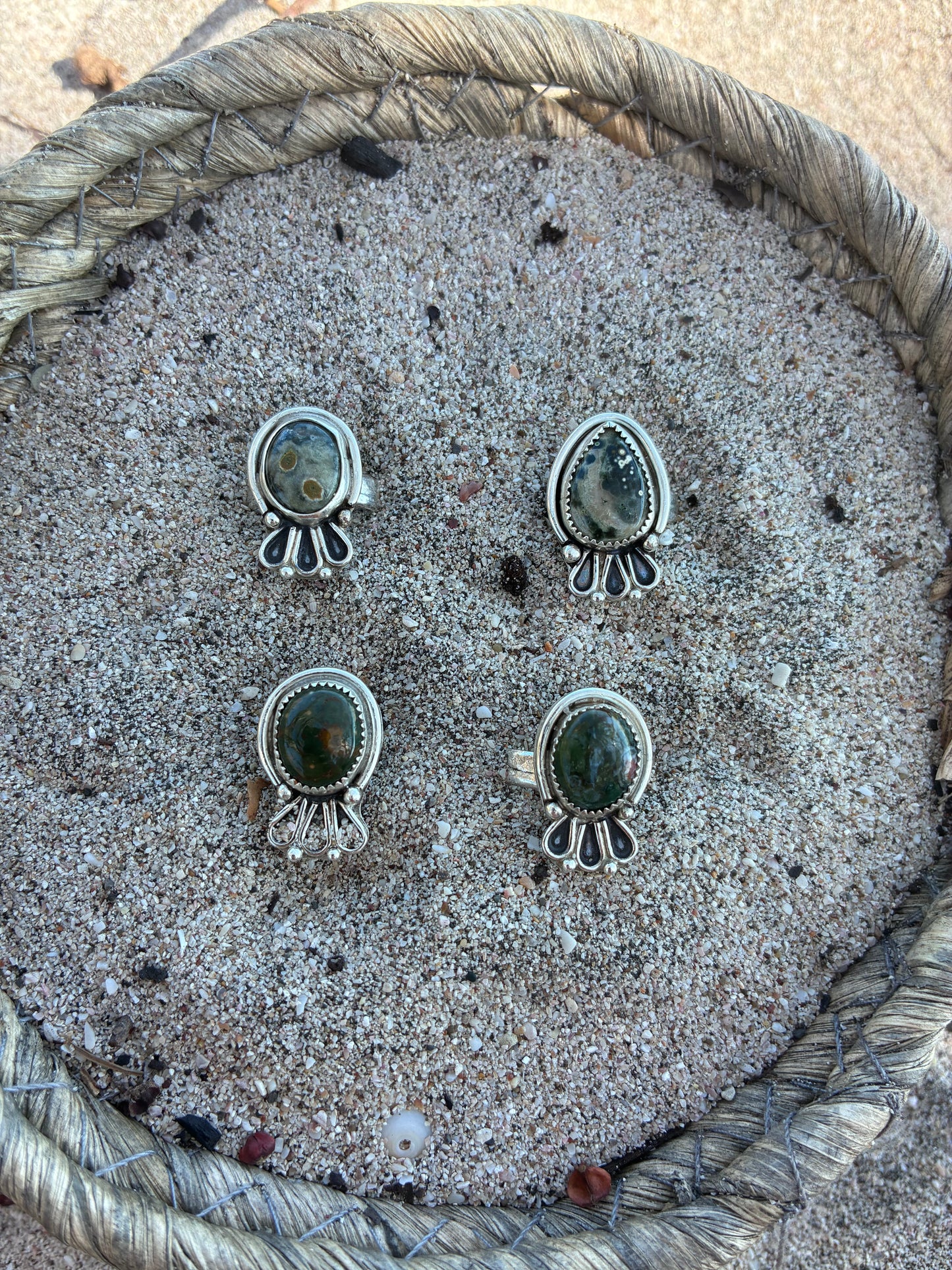 Handmade Sterling Silver Ocean Jasper Statement Ring