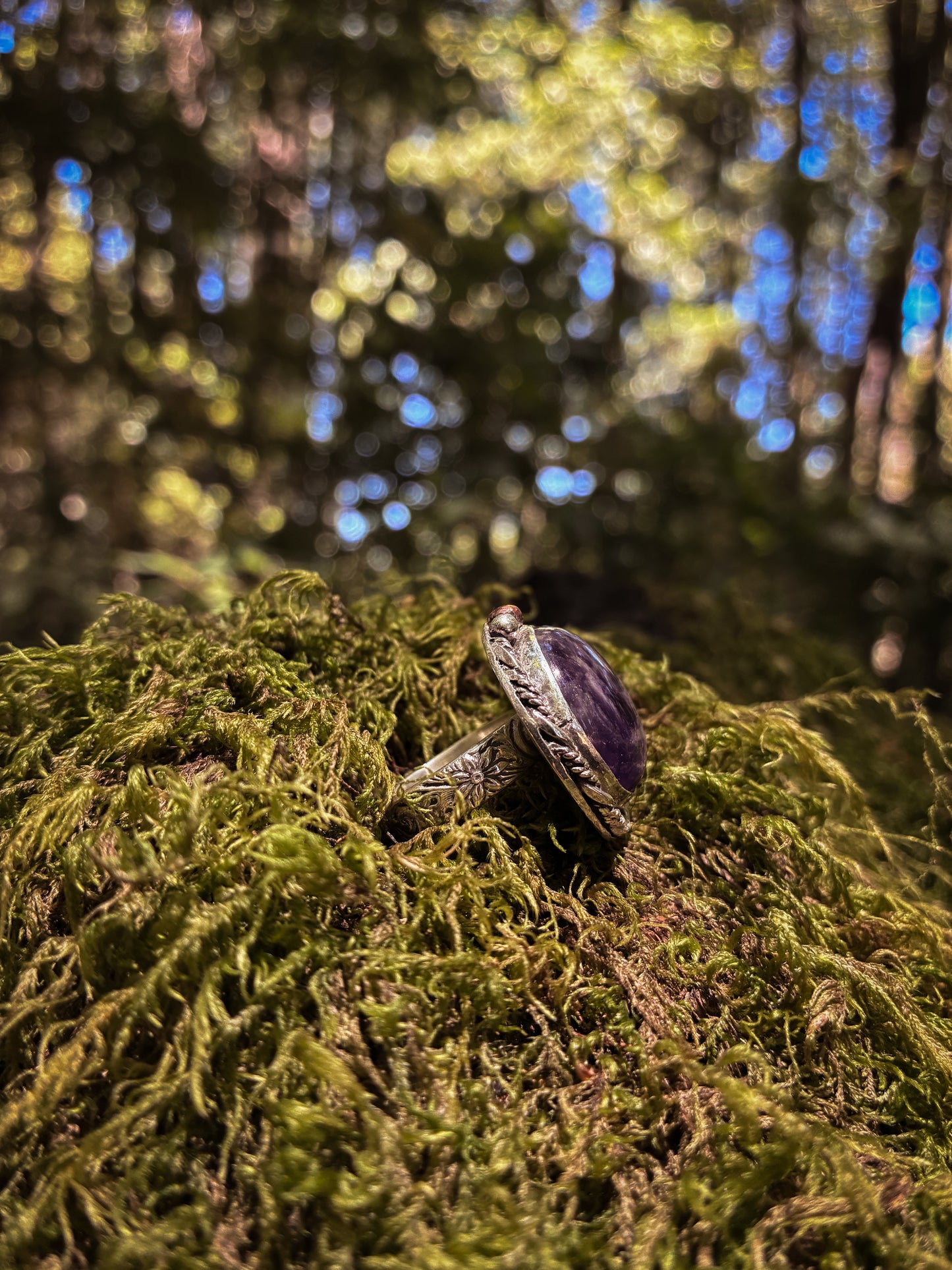 Lepidolite Forest Ring with Copper Accents - Size 5