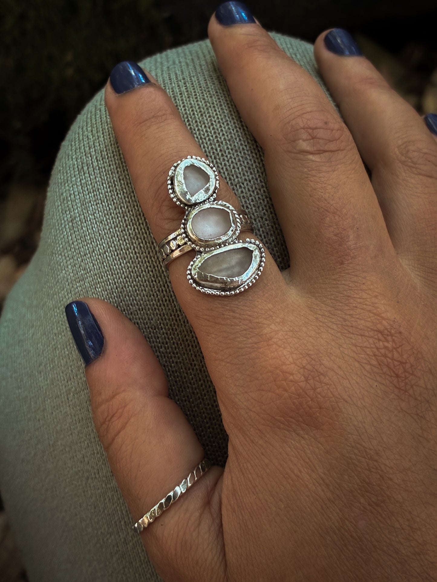 Rose Mist Sea Glass Ring - Size 8.5