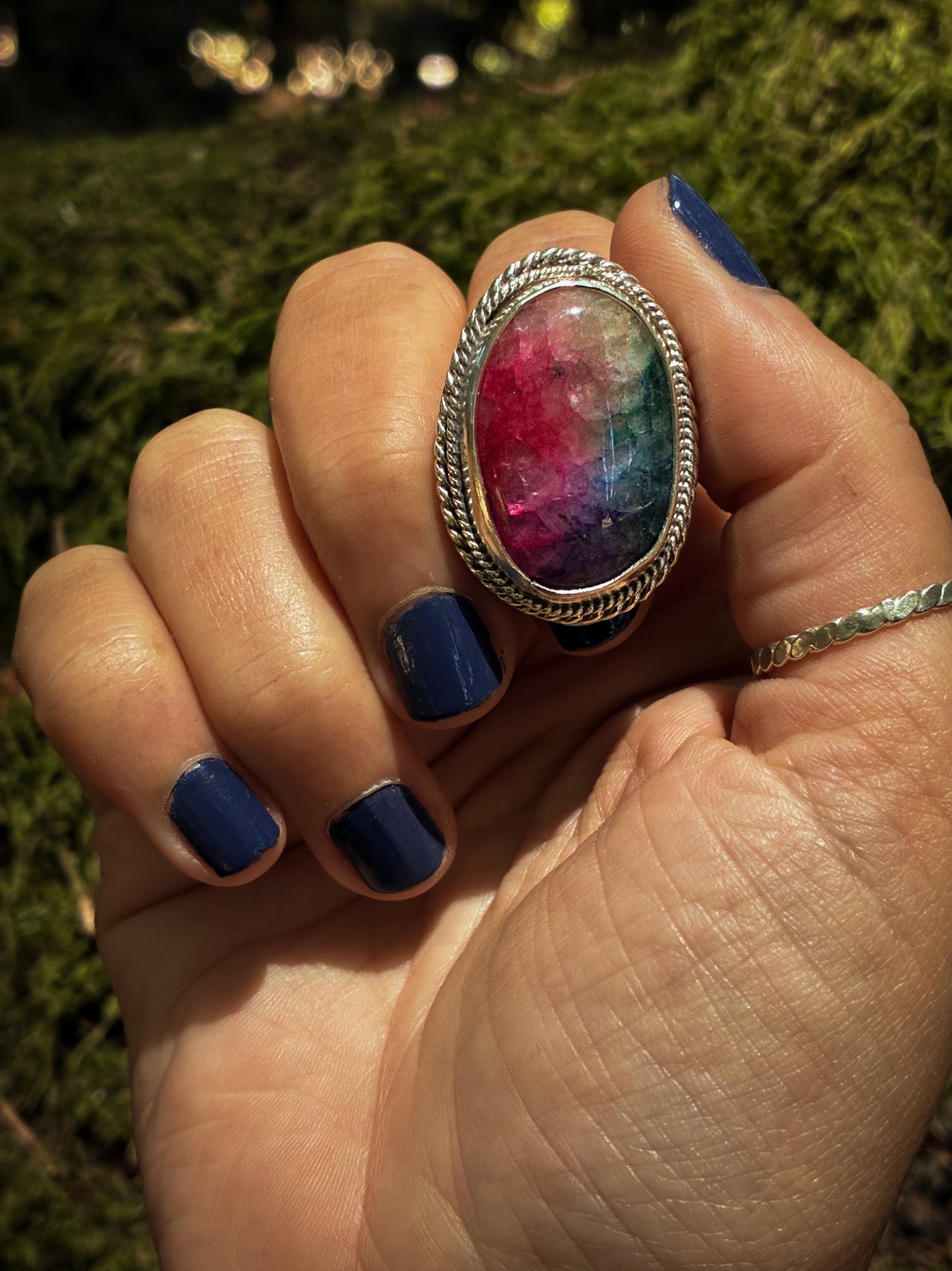 Rainbow Quartz Cocktail Ring - Size 6.25