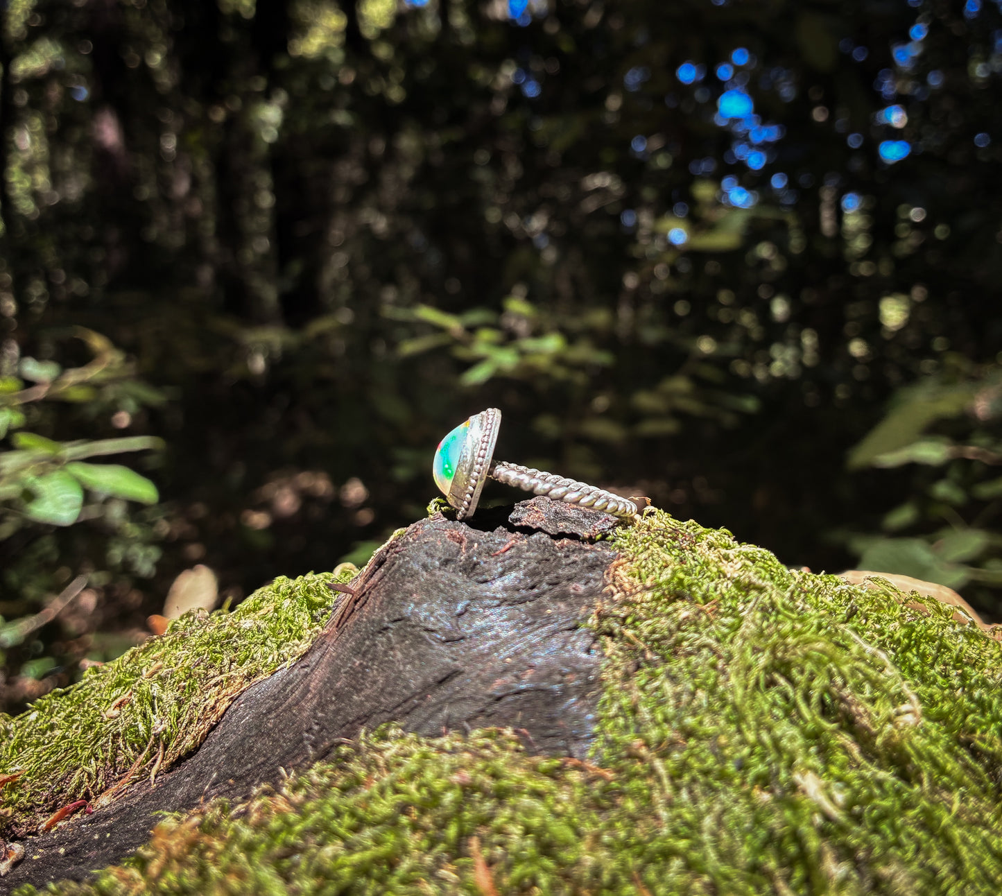 Ethiopian Opal Sterling Silver Ring - Size 9.25