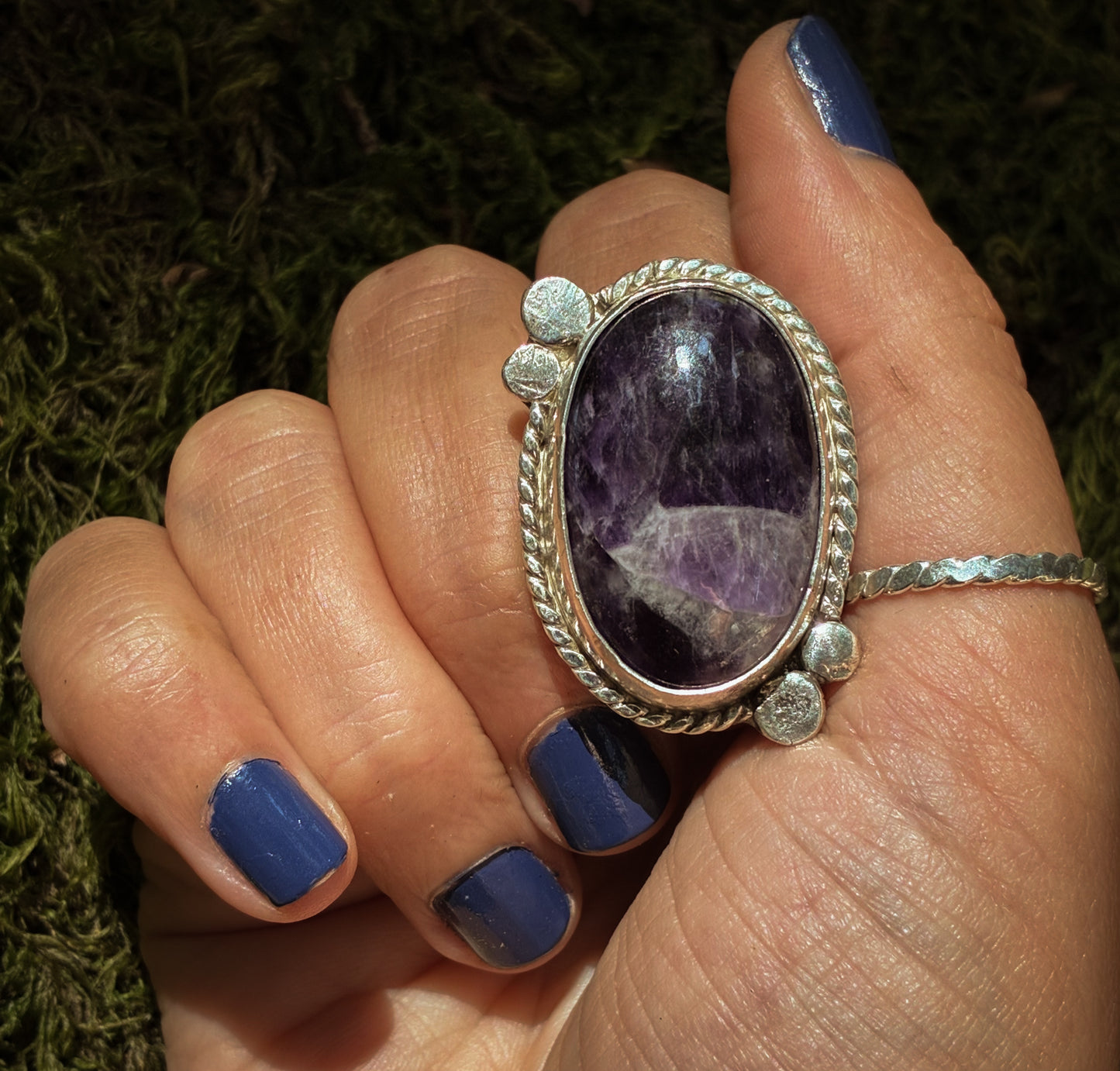 Soothing Lepidolite Moon Ring - Size 7.75