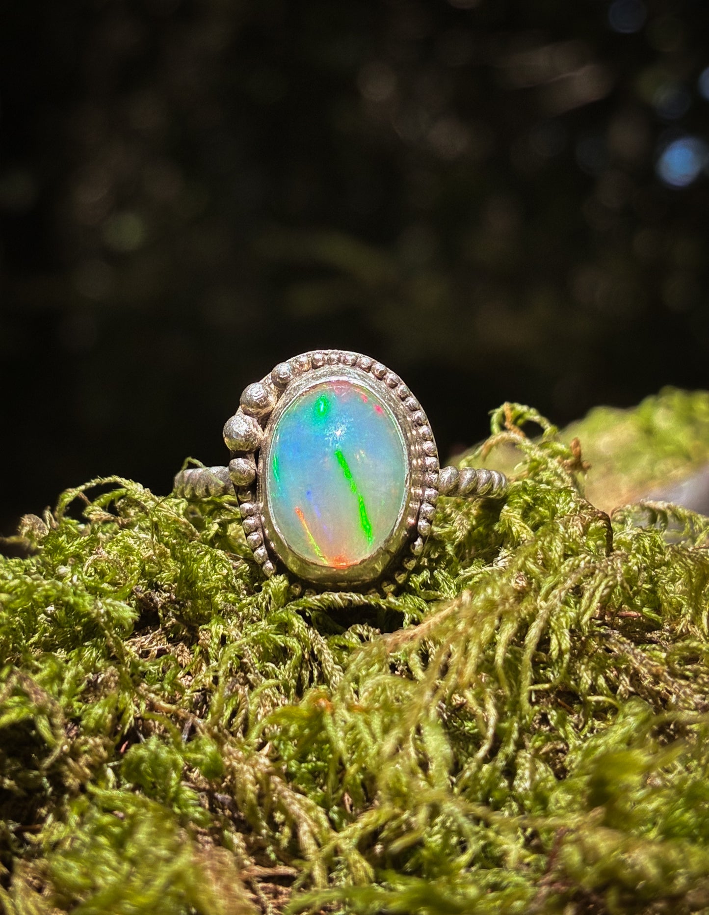 Ethiopian Opal Sterling Silver Ring - Size 9.25