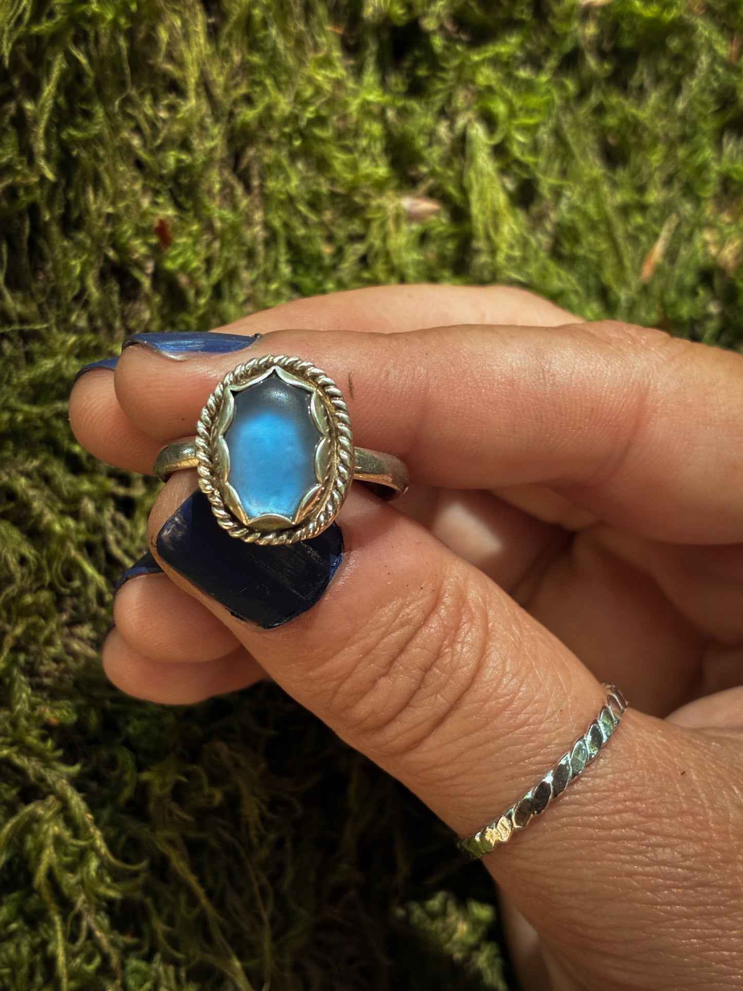 Blue Dream Sea Glass Ring - Size 8.5