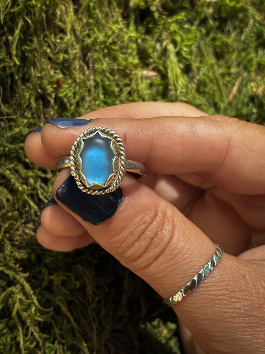 Blue Dream Sea Glass Ring - Size 8.5
