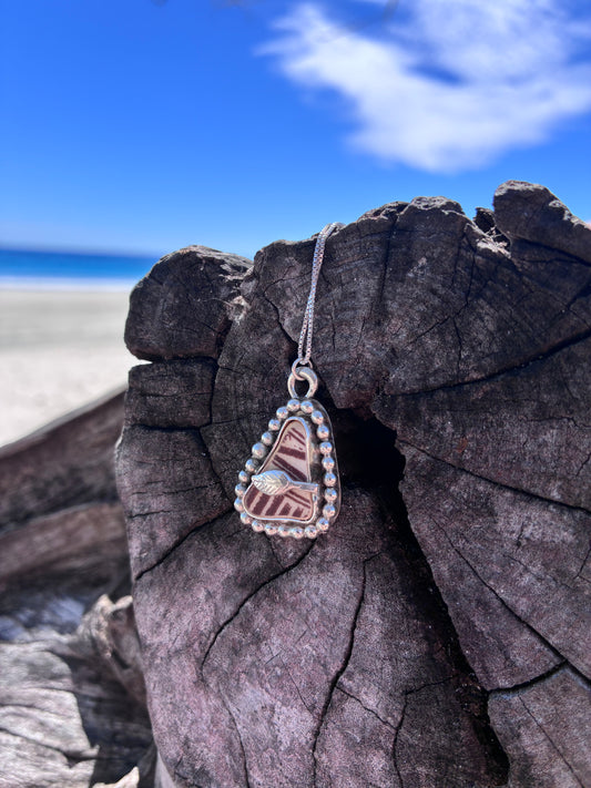 Mendocino Pottery Shard Pendant Necklace – Sterling Silver Handmade