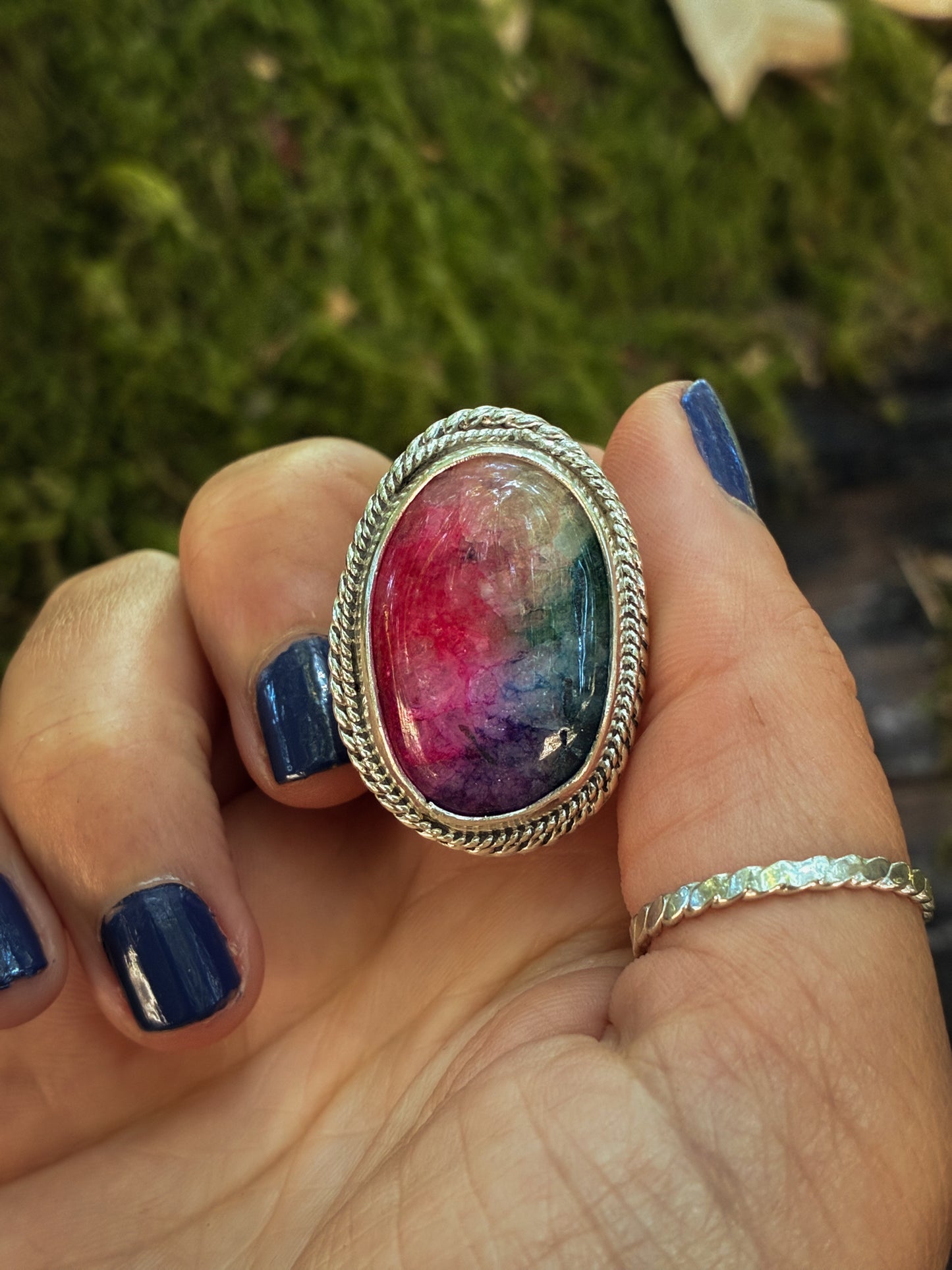 Rainbow Quartz Cocktail Ring - Size 6.25