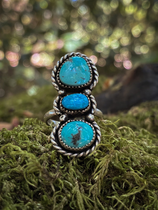 Triple Turquoise Stack Ring - Size 6.25