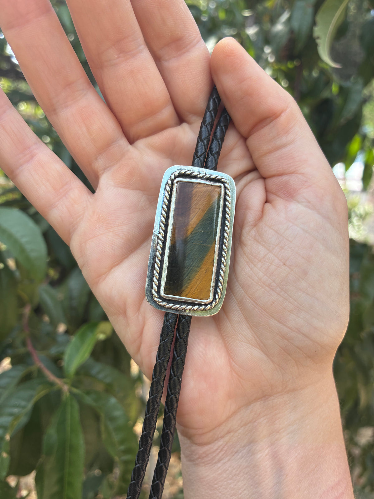 Tiger’s Eye Sterling Silver Bolo Tie