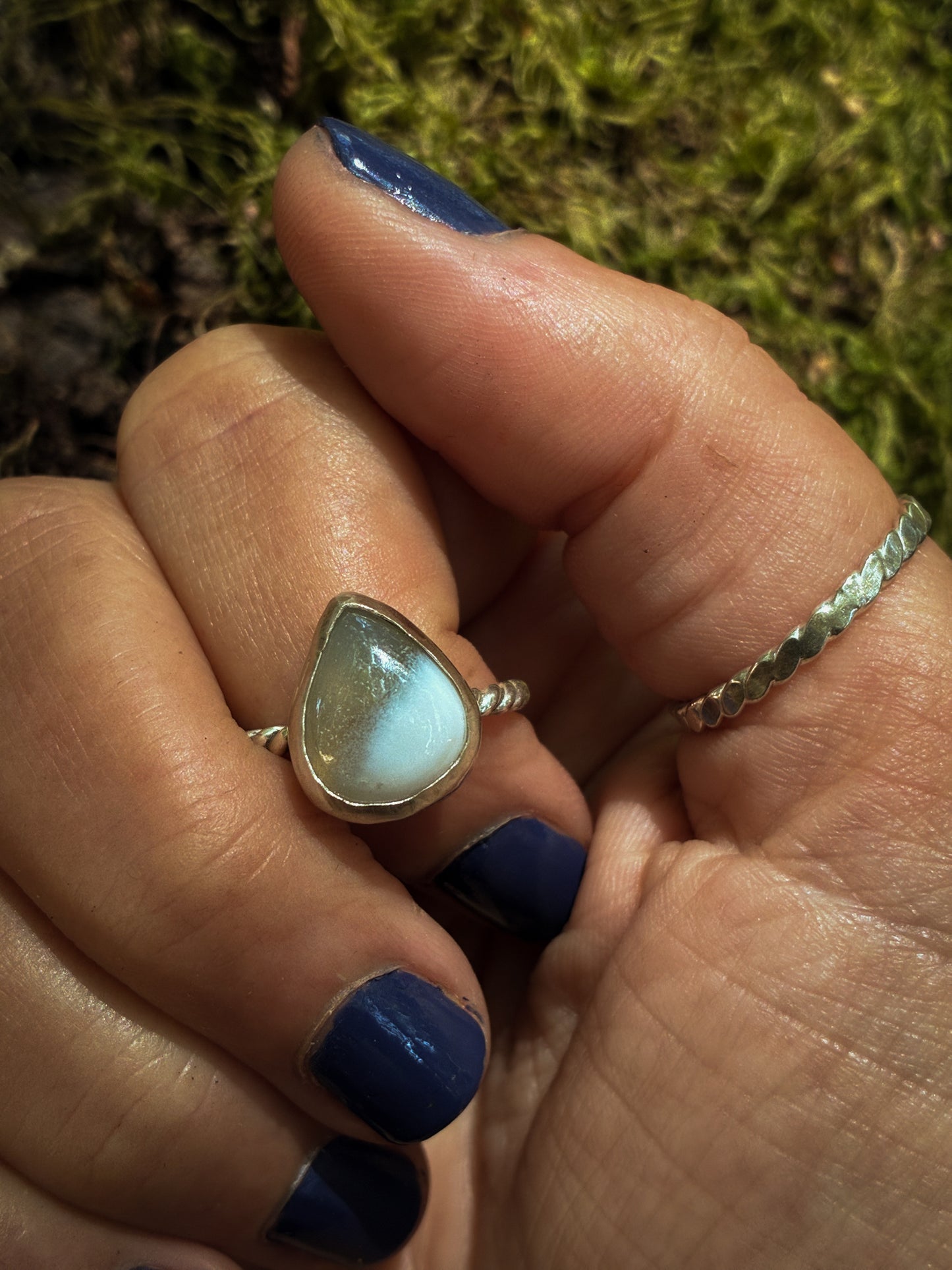 Moon Glow Chalcedony Ring - Size 6.5