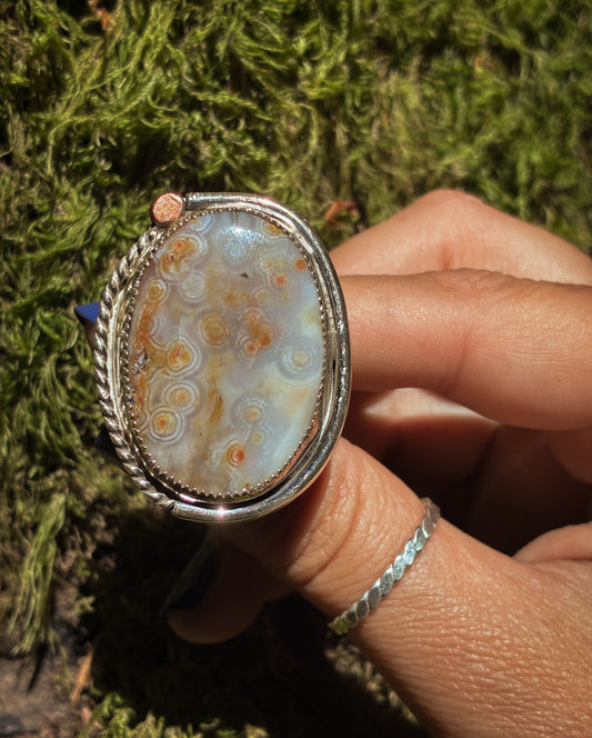 Sterling Silver Ocean Jasper Ring - Size 9.25