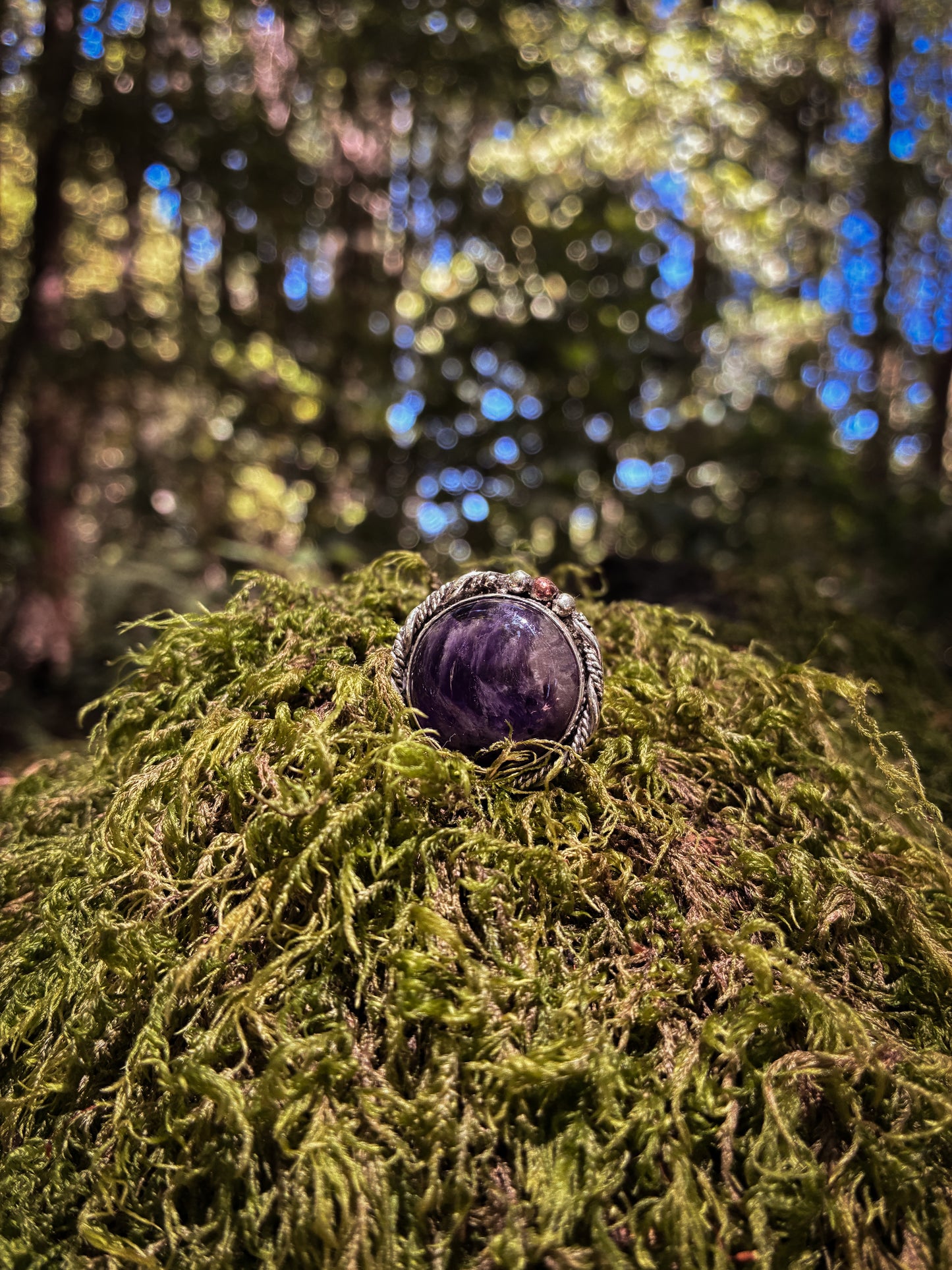 Lepidolite Forest Ring with Copper Accents - Size 5