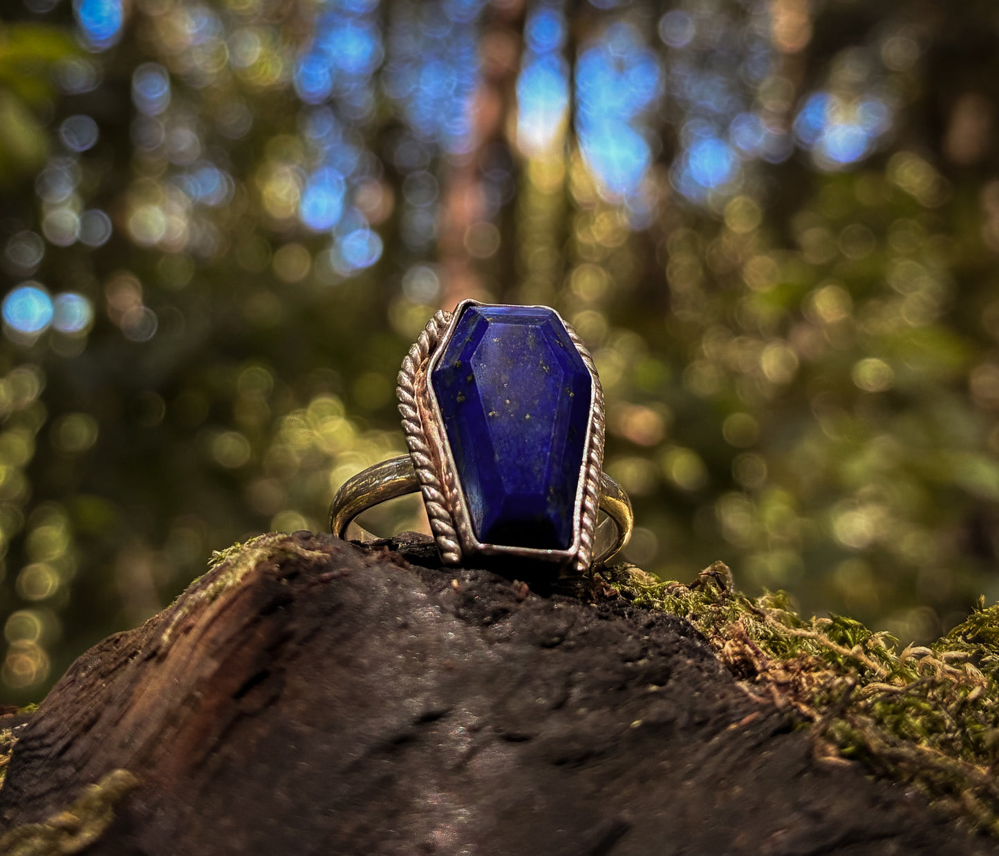 Lapis Lazuli Shield Ring - Size 7.75