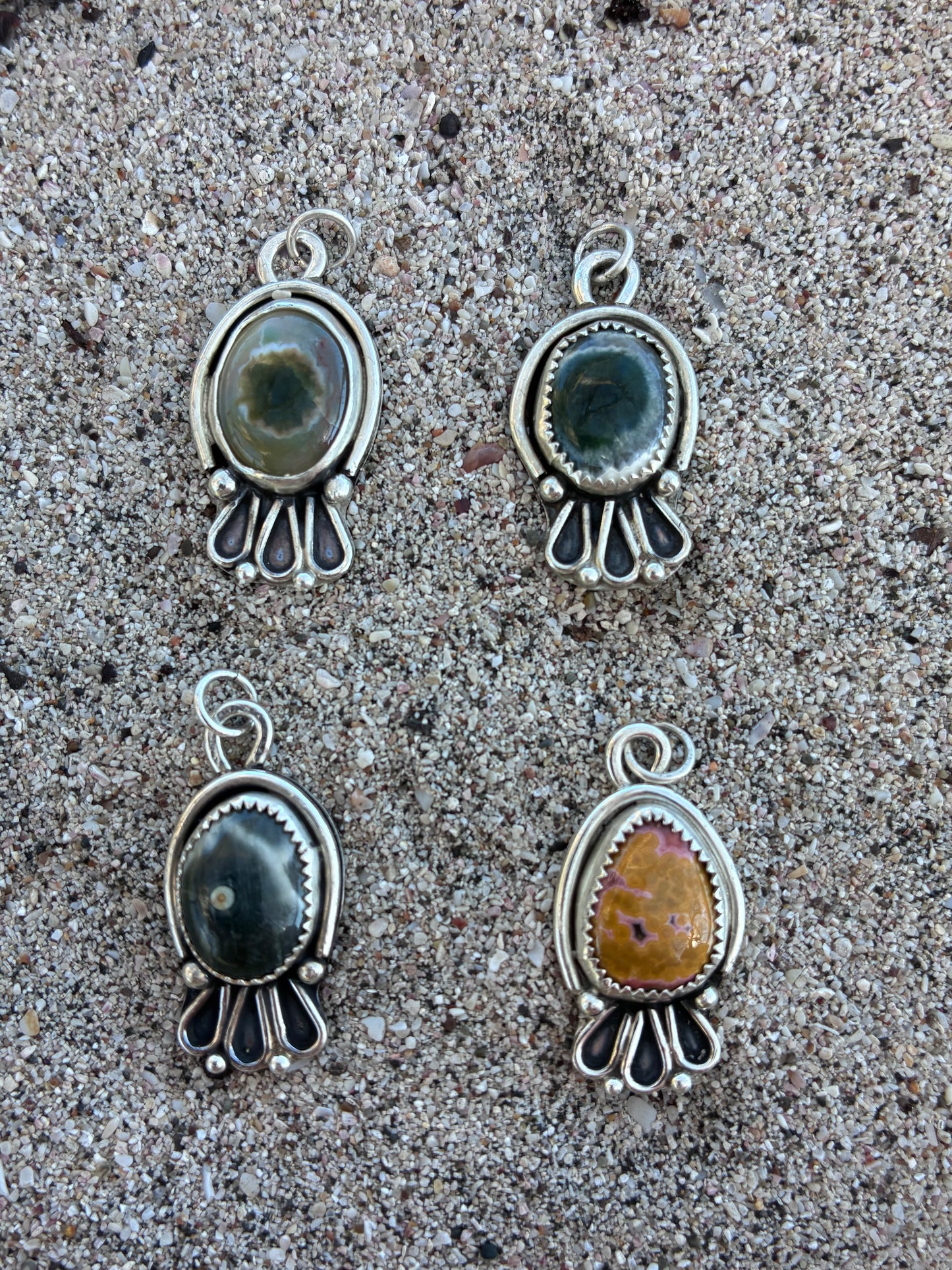 Sterling Silver Ocean Jasper Pendant Necklace – Handmade Artisan Jewelry