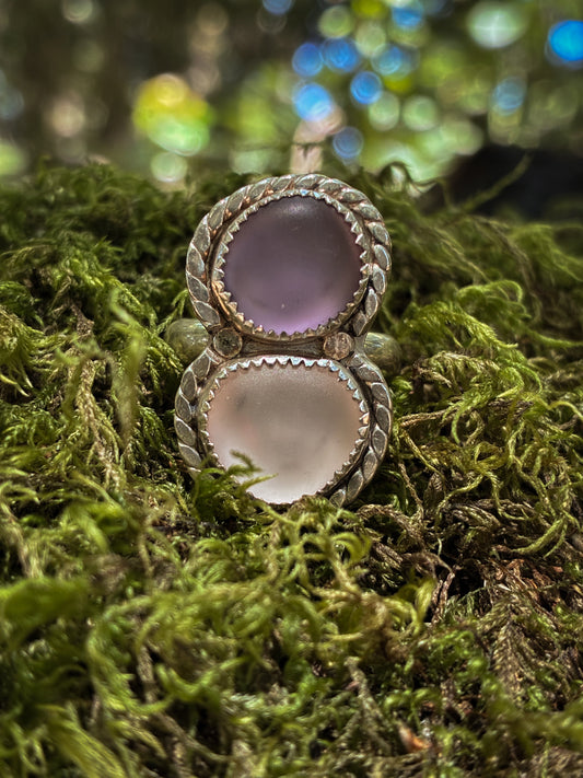 Dual Spirit Sea Glass Ring - Size 6.5
