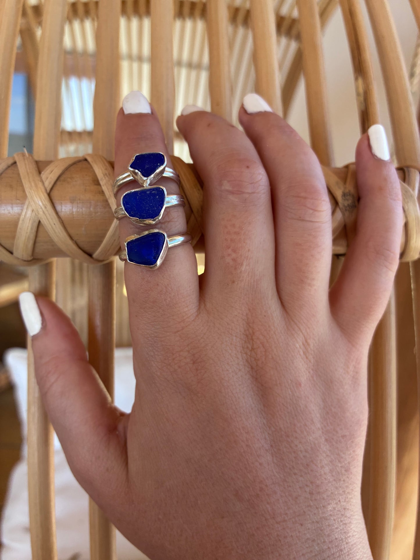 Mendocino Sea Glass Ring – Cobalt Blue Sterling Silver Ring