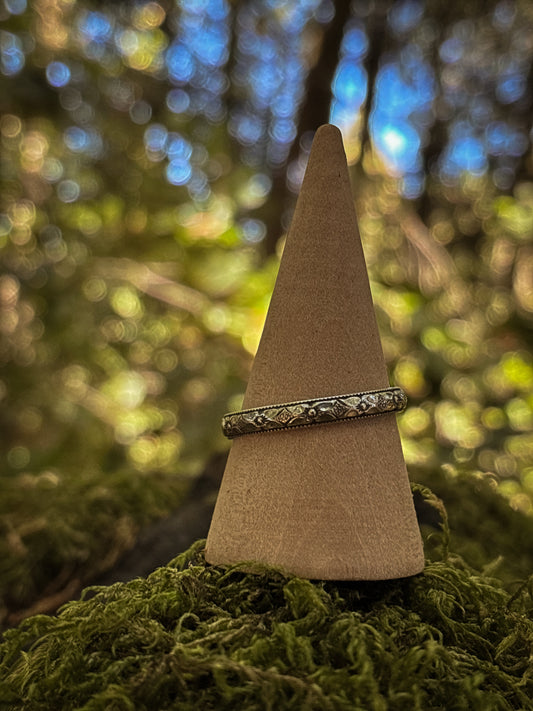 Floral Engraved Stacker Ring