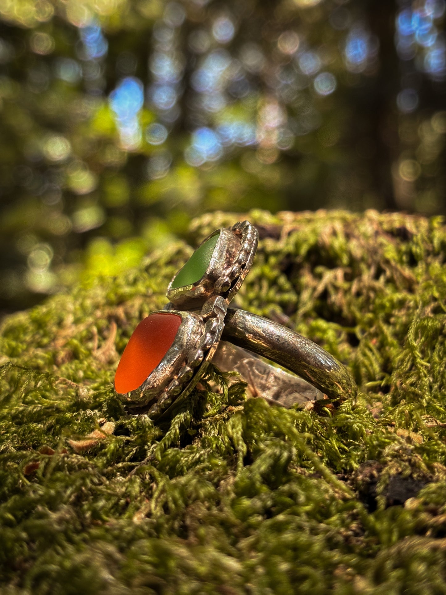 Harvest Glow Pumpkin Sea Glass Ring