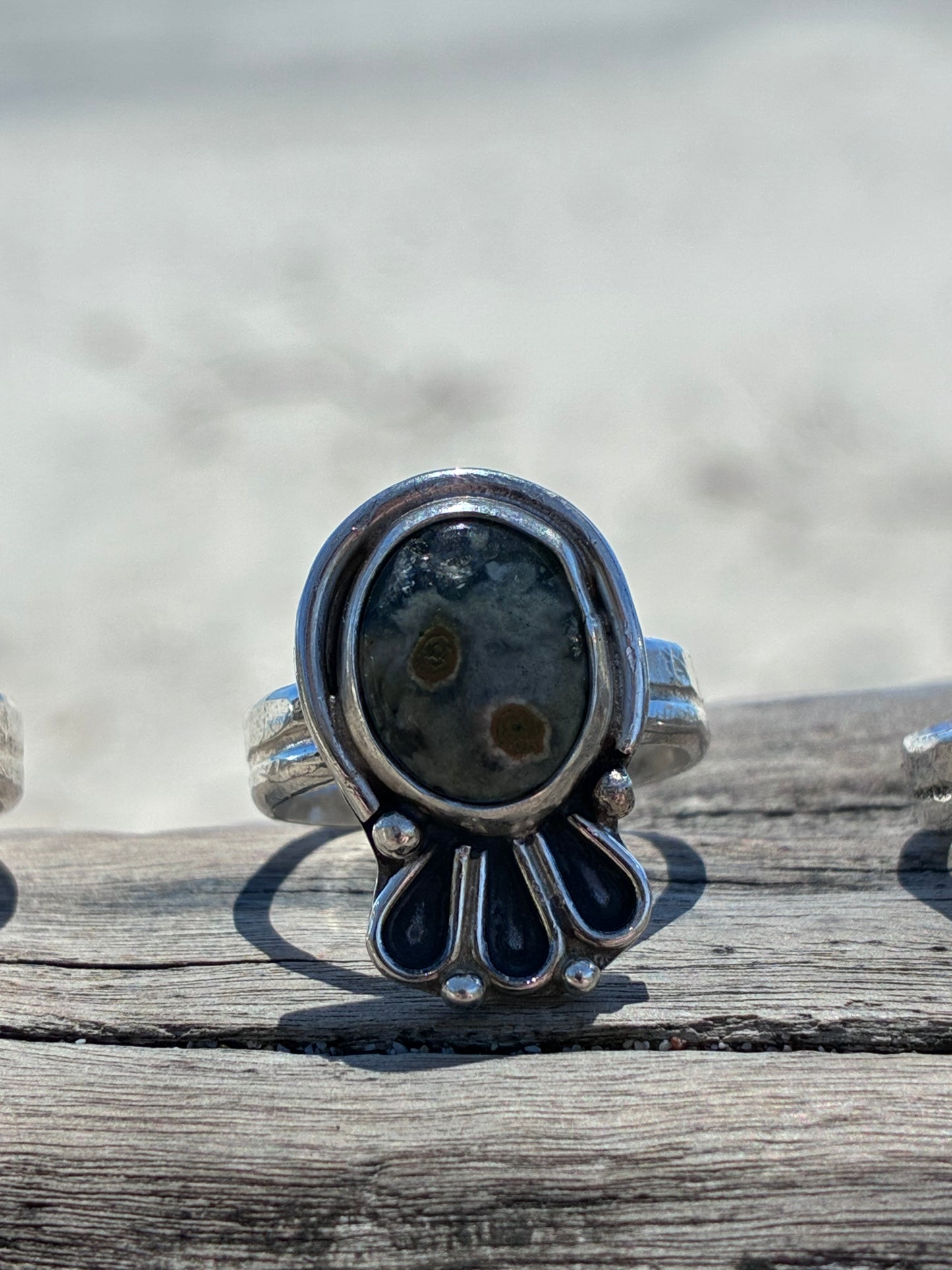 Handmade Sterling Silver Ocean Jasper Statement Ring