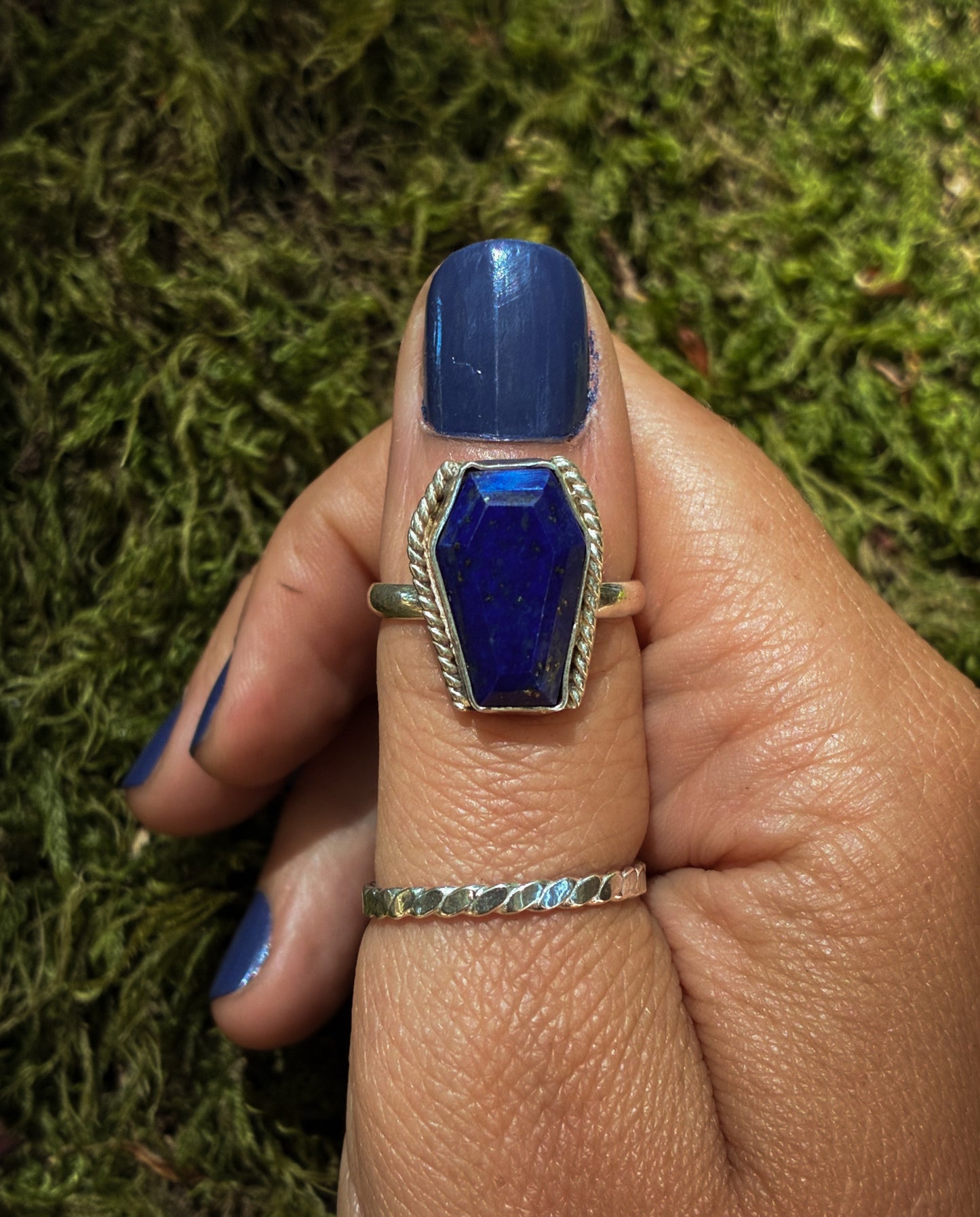 Lapis Lazuli Shield Ring - Size 7.75