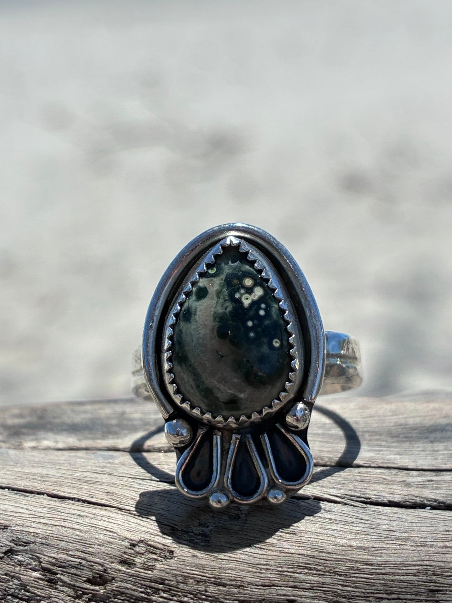 Handmade Sterling Silver Ocean Jasper Statement Ring
