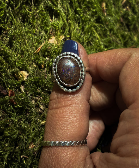 Boulder Opal Twilight Ring - Size 7