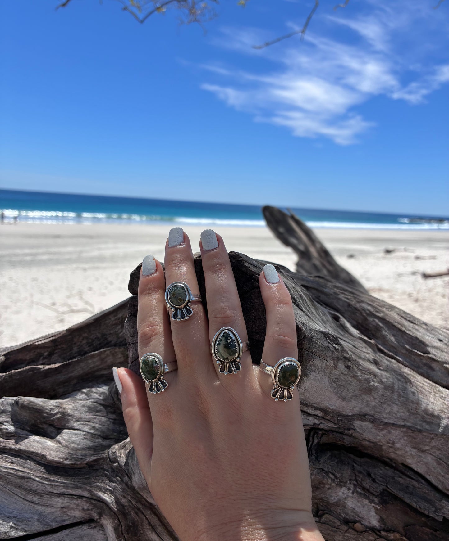 Handmade Sterling Silver Ocean Jasper Statement Ring